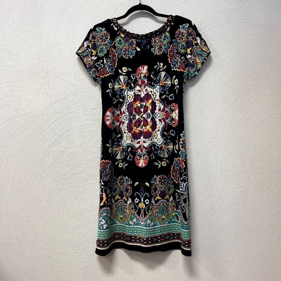 ECI New York Black & Green w/ Beaded Accent Summer Dress sz 8 - Picture 4 of 5